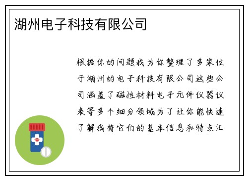 湖州电子科技有限公司